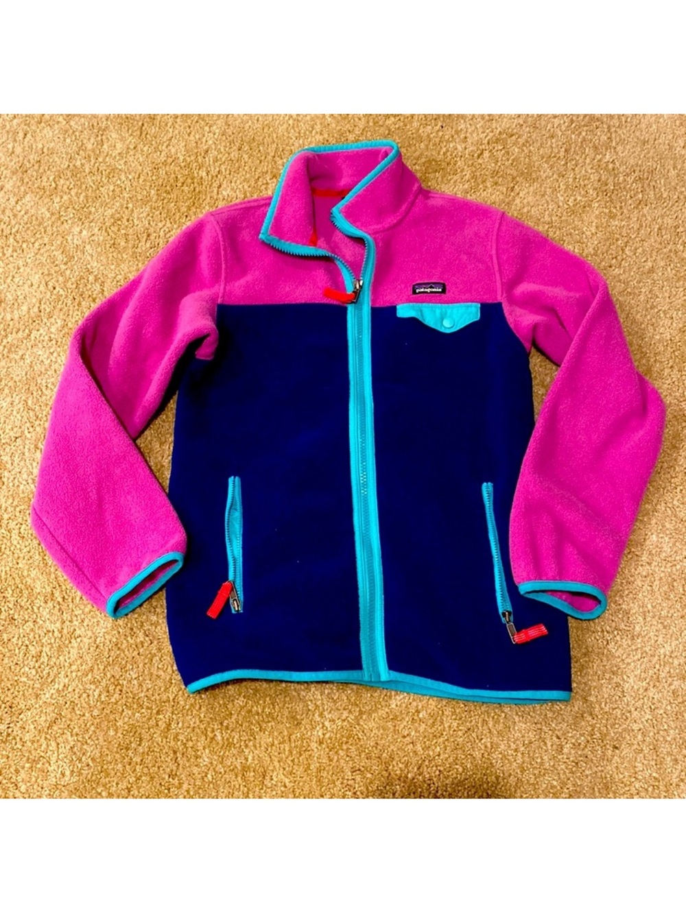 Patagonia Jacket - Pink Teal Navy Large Vintage